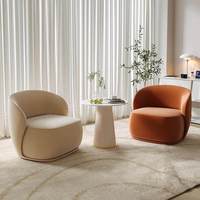 Fauteuil en tissu minimaliste moderne de luxe léger avec rembourrage en éponge pour salon, style crème, mobilier pour petit appartement