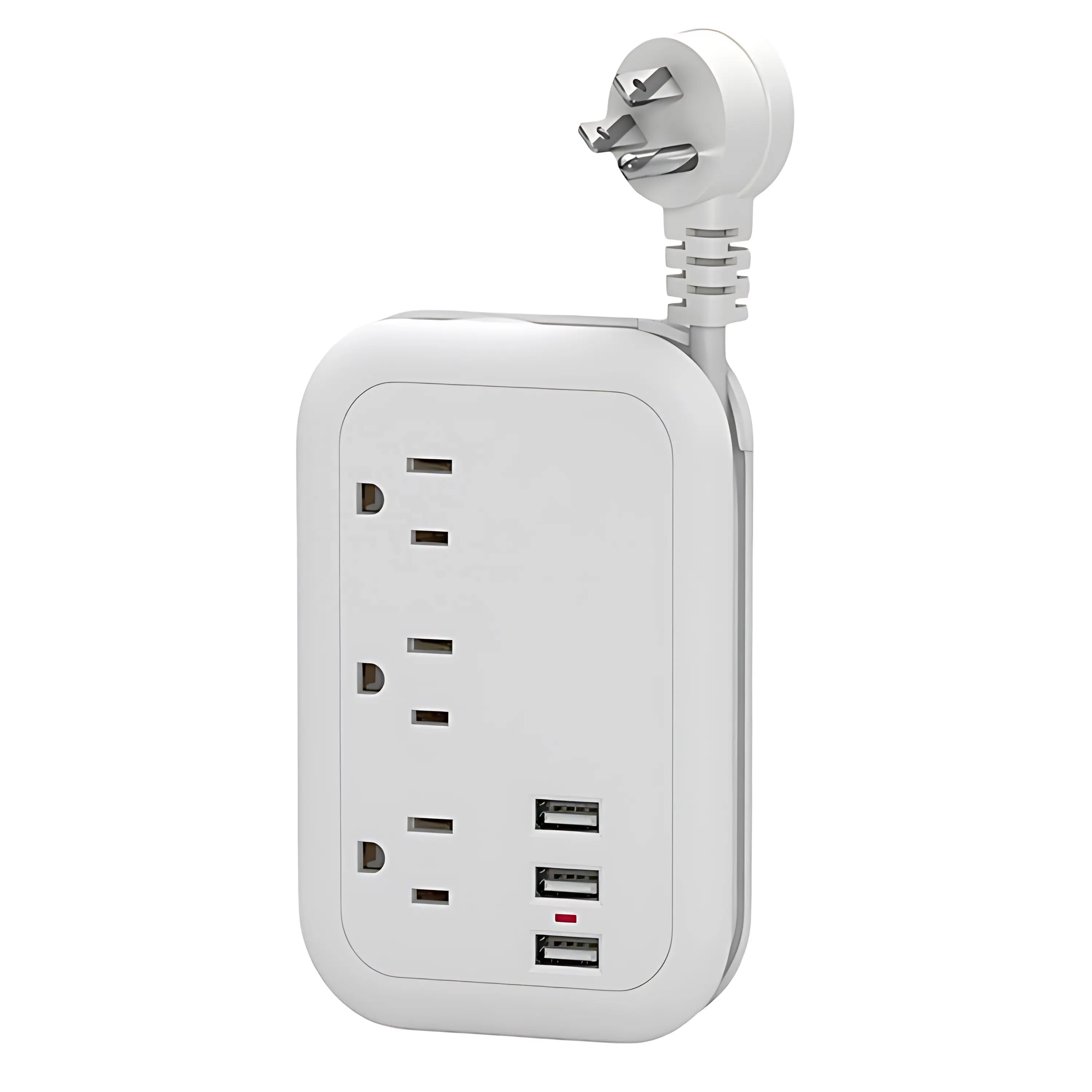 Multi-Functional Travel Socket with US Standard Three-Prong Outlets and USB Ports, Compliant with European Standards for Office