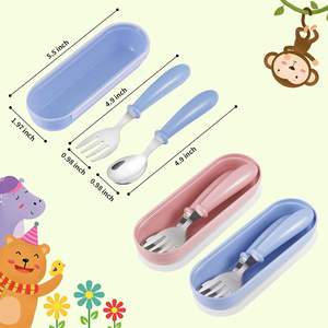 <strong>Children's</strong> Stainless Steel <strong>Cutlery</strong> with Plastic Handle Safe Toddler Utensils Kids Flatware Spoons and Forks <strong>Set</strong> - Product Image 2