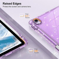 Compatible avec iPad A16 11e génération 11 pouces 2025, étui pour iPad, coque scintillante avec dos transparent brillant, porte-crayon