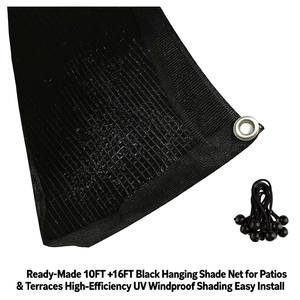 Malla de Sombra Rectangular Negra de 10FT X 16FT, Pre-fabricada, con Protección UV, HDPE, para Patios y Terrazas, Fácil de Instalar - Product Image 1
