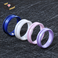 Bague de mariage en céramique violette à la mode bague en céramique vierge avec bague d'incrustation de bricolage cadeau de fiançailles 6mm 8mm