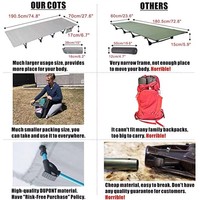 Lit de camping pliable personnalisé, lit de camping portable en aluminium pour adultes avec poches latérales, lit de tente de camping