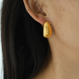 European American Fashion Gold Plated Irregular Spiral <b>Stud</b> Earrings Women <b>Titanium</b> Steel Earrings - Product Image 2