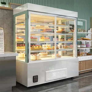 Rebirth Commercial Beverage Snack Fridge 4 Sides Glass Pastry Cake Showcase Display Cooler