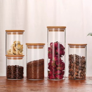 Bình thủy tinh đựng thực phẩm cao cấp, có nắp đậy bằng gỗ tre, bán buôn từ nhà máy, thiết kế tùy chỉnh - Product Image 3