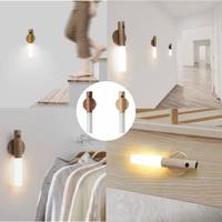 Lampe murale LED intelligente à détection de mouvement, rechargeable, magnétique, lumière chaude, en bois, pour chambre à coucher, idéale pour le dropshipping