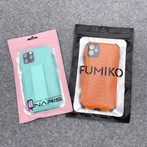 Wholesale plastic Customized pink mobile accessories zipper phone case packaging bag