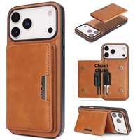 Kompatibel dengan Casing Pengisian Daya Nirkabel 17 Pro Max untuk Desain Magnetik Terpisah Dua-dalam-Satu, Tempat Kartu Lipat, Bahan PU