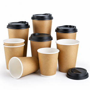 Wholesale Kraft Paper <b>Cup</b> with Lid Single Wall <b>Disposable</b> Coffee <b>Cup</b> Custom Logo Eco-Friendly for Hot Drink - Product Image 2
