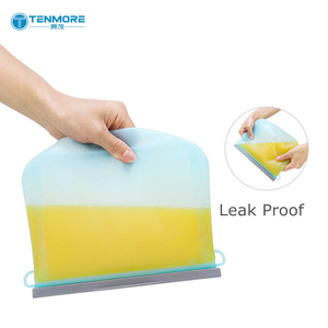 Sac de conservation alimentaire réutilisable <span class=keywords><strong>en</strong></span> silicone, étanche, hermétique, avec base stable, compatible micro-ondes et <span class=keywords><strong>congélateur</strong></span> - Product Image 3