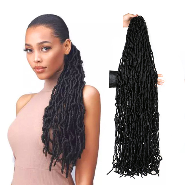 Wholesale Nu Locks Crochet Synthetic Pre-looped Faux Locs Crochet Curly Expression Soft Locs Braiding Hair Extensions for Braids
