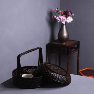 Bamboo Woven Double Layer Food <b>Box</b> Round <b>Large</b> Size Chinese Style <b>Gift</b> Craft Storage Container - Product Image 2