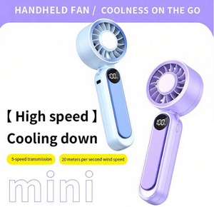 Ventilateur portable <span class=keywords><strong>mini</strong></span> 5 vitesses, 1200 mAh, rechargeable, avec affichage numérique, ventilateur de poche, cadeaux sympas pour l'été - Product Image 2
