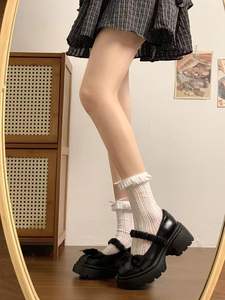 حذاء نسائي أنيق بتصميم ماري جين فردي على الطراز الخيالي، حذاء جلد صغير جديد بكعب عريض ونعل سميك غير قابل للانزلاق مع فيونكة للصيف - Product Image 6