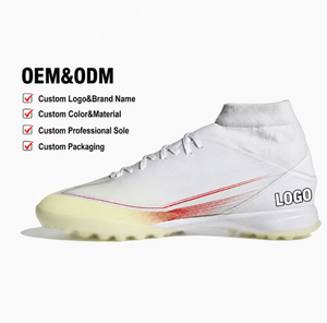 Chaussures de football fabriquées directement en usine, avec empeigne synthétique durable, semelle intermédiaire en EVA et doublure en mesh, pour femmes/hommes, entraînement sur terrains en herbe. Logo - Product Image 1