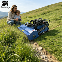 Tondeuse à gazon télécommandée sur chenilles à moteur essence avec certification CE EPA, machine de coupe d'herbe sur pente pour ferme
