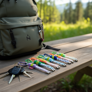 Portachiavi con logo FI, cordino colorato intrecciato con moschettone per chiavi e borse - Product Image 3