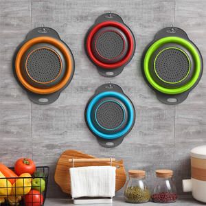 Juego de coladores y escurridores de silicona plegables al por mayor para verduras, frutas, pasta y cesta de drenaje de cocina, diseño redondo plegable - Product Image 6