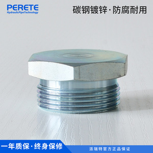 Carbon Steel Threaded Plug 1 In <b>Hex</b> External Male Metric Oil Pipe Fitting Zinc Plated Hydraulic Connector - Product Image 2