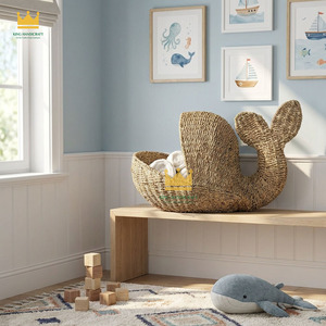 Cesta de Almacenamiento Tejida de Pasto Marino con Forma de Ballena, Estilo Bohemio, para Organizar Juguetes, para Cuarto de Niños, Sala de Juegos, Decoración del Hogar - Product Image 5
