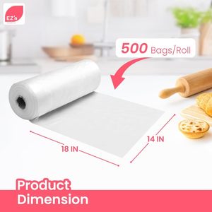 Sacs de conservation alimentaire EZ'n, 14x18 pouces, plastique transparent, 500 pièces, résistants au congélateur, pour la cuisson, l'emballage et le stockage - Product Image 2