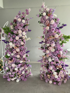 L101 seda falsa curva <span class=keywords><strong>rota</strong></span> rosas artificiales <span class=keywords><strong>flores</strong></span> Floral cuerno arco para boda fiesta evento entrada decoración de fondo - Product Image 5