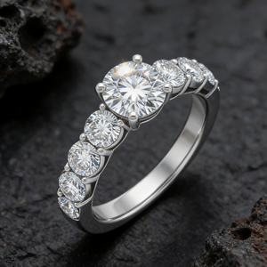 Anillo de Compromiso de Lujo con Diamante Cultivado en Laboratorio, Corte Brillante Redondo, Oro Blanco Sólido de 14K, Calidad VVS-VS, Certificado, para Hombre y Mujer - Product Image 3