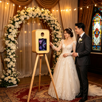 Photomaton portable personnalisable, photomaton en bois compatible avec les appareils photo et les iPad, adapté aux événements et aux fêtes