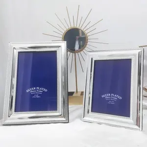 Bingkai foto perak cermin, bingkai foto logam hadiah pernikahan dengan gaya morden kualitas tinggi dekorasi rumah