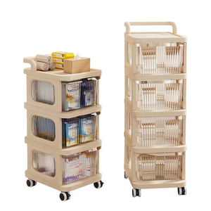 Étagère de rangement domestique en gros, meuble de rangement pour jouets d'enfants, étagère mobile avec roulettes, conteneur en plastique - Product Image 4