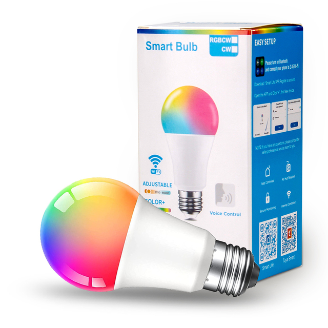 CGT Tuya Smart Lighting Multi-Functional A19 Smart Light Bulbs 9W E26/E27 RGBCW Dimmable LED Wi-Fi Lamp