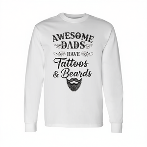 Los padres geniales tienen tatuajes y barbas, camiseta de manga larga para el día del padre - Product Image 2