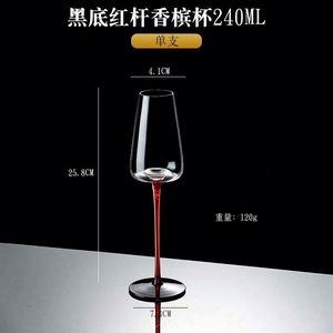 Copa de Vino Clásica de Cristal con Lazo Negro PP - Base Negra y Tallo Rojo, Lujo para Comidas, Bodas y Fiestas - Product Image 6
