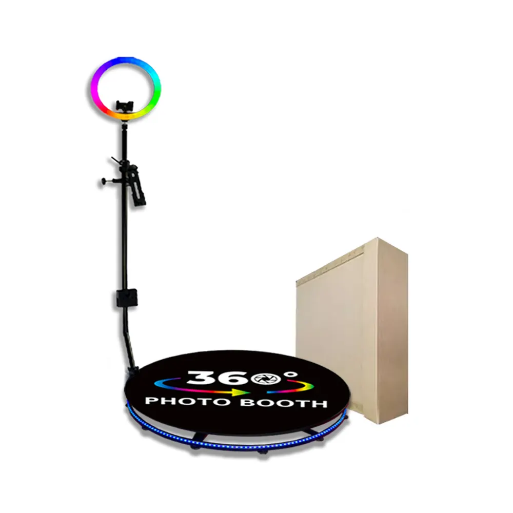 Oux Warehouse Stock Spin Circle Decoration 360 Photo Booth Photobooth 360 Video Camera 360 Photo Booth Props With Ring Light