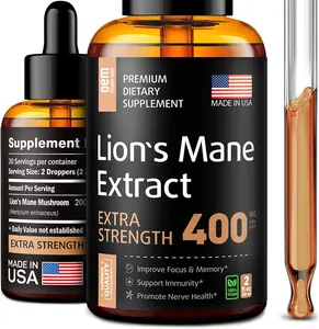 Lion's Mane Drops Extracto de hongo Gotas Lion's Mane Nootropics Líquido Sistema inmunológico Brain Boost Organic Lions Mane Liquid OEM