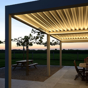 Pergola a LED Gazebo in alluminio PVC con feritoia eco-friendly antivento protezione UV bioclimatica verniciato a polvere libero <span class=keywords><strong>giardino</strong></span> - Product Image 1