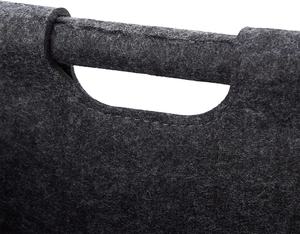 Panier de rangement pliable en feutre gris foncé avec 2 compartiments et 1 poignée pour organiser Magazines, journaux, livres et albums - Product Image 3
