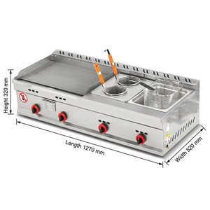 Friteuse professionnelle à gaz en acier inoxydable 69x47.5x32cm à double panier pour comptoir de cuisine de restaurant - Product Image 5