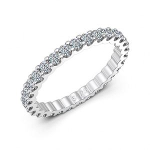 Bague d'éternité en argent sterling Dylam au design tendance, avec pierres de moissanite VVS1 couleur D, pour mariage ou promesse, bijoux raffinés - Product Image 2