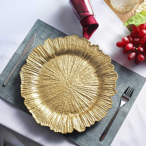2025 New Wholesale High Quality <b>Reusable</b> Plastic Charger Plates for Wedding Party Table Decorationcharger Gold Plates - Product Image 1