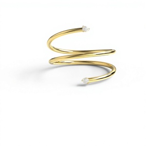 Luxury 18K Gold Plated Spiral Wrap <b>Ring</b> with Round Diamond Coil <b>Snake</b> Wire <b>Ring</b> Statement Fine Jewelry for Women Jewelry Gift - Product Image 1