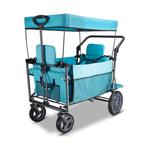 Chariot de jardin extérieur pliable et portable à double étage robuste OEM chariot de plage pique-nique camping avec auvent - Product Image 4