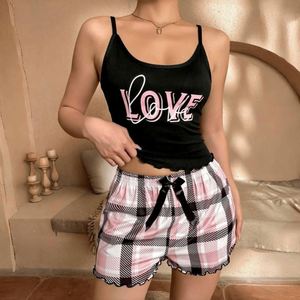 Pigiama <span class=keywords><strong>amore</strong></span> Sexy per le donne Set da donna costume da <span class=keywords><strong>notte</strong></span> pigiama Set Lingerie donna Set bretelle Shorts vestiti per la casa - Product Image 1