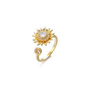Stainless Steel Jewelry Set Non Fade Rotating Zircon Flower Necklace Earring Ring for Women Clavicle <b>Chain</b> Choker Charm Jewelry - Product Image 4