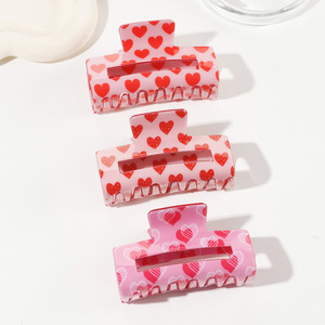 Ngày Valentine Trái Tim Claw Clip Trở Lại Của Đầu Tóc Phụ Kiện Tóc Clip Hàn Quốc Phong Cách Vuông Ngọt Ngào Thanh Lịch Thời Trang Đồ Trang Sức - Product Image 4