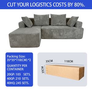 Oem nhà máy vải to sợi vải bọt góc nhỏ L hình dạng 3 chỗ ngồi sofa chân không tiết kiệm không gian nén sofa cắt - Product Image 3