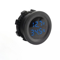 Detektor termometer mobil anti air, Voltmeter suhu layar ganda 12V 24V 2 in 1, tampilan stabil jelas dengan pemasangan
