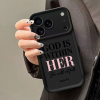 Dieu est en elle, elle ne se fera pas battre – Coque arrière souple en TPU pour iPhone 17 Pro Max 16 15 14 13 12 11