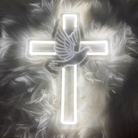 Enseigne néon Croix et Colombe Jésus, Lumières LED, Décoration murale pour fête de Pâques, Lumière de nuit néon pour chambre à coucher, salon, Cadeaux de mariage